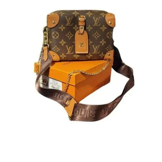 Louis Vuitton Petite Malle Souple Peach/Brown Monogram Canvas Shoulder Bag